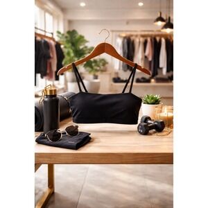 INGIA Black Bandeau Bikini Top XL‎ Stretch Minimal Swim Bralette Strap